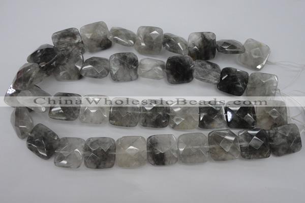 CCQ262 15.5 inches 20*20mm faceted square cloudy quartz beads