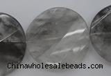 CCQ276 15.5 inches 30mm faceted & twisted coin cloudy quartz beads