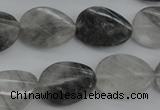 CCQ278 15.5 inches 15*20mm faceted & twisted oval cloudy quartz beads