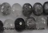 CCQ286 15.5 inches 12*16mm faceted rondelle cloudy quartz beads