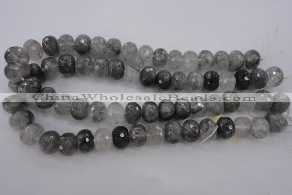 CCQ286 15.5 inches 12*16mm faceted rondelle cloudy quartz beads