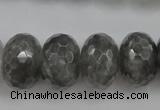 CCQ287 15.5 inches 12*18mm faceted rondelle cloudy quartz beads