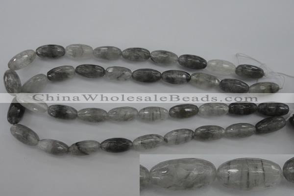 CCQ292 15.5 inches 10*20mm faceted rice cloudy quartz beads