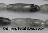 CCQ293 15.5 inches 10*35mm faceted rice cloudy quartz beads