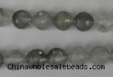 CCQ313 15.5 inches 10mm faceted round cloudy quartz beads wholesale