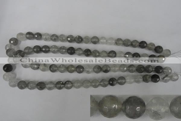 CCQ313 15.5 inches 10mm faceted round cloudy quartz beads wholesale