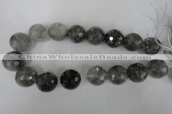 CCQ320 15.5 inches 25mm faceted round cloudy quartz beads wholesale