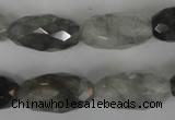 CCQ350 15.5 inches 12*22mm faceted rice cloudy quartz beads wholesale