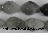 CCQ360 15.5 inches 15*25mm twisted rice cloudy quartz beads wholesale