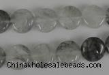 CCQ370 15.5 inches 12mm flat round cloudy quartz beads wholesale