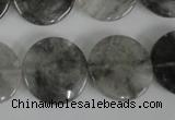 CCQ374 15.5 inches 20mm flat round cloudy quartz beads wholesale