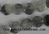CCQ464 15.5 inches 12mm faceted coin cloudy quartz beads wholesale