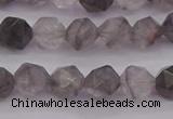 CCQ571 15.5 inches 6mm faceted nuggets cloudy quartz beads