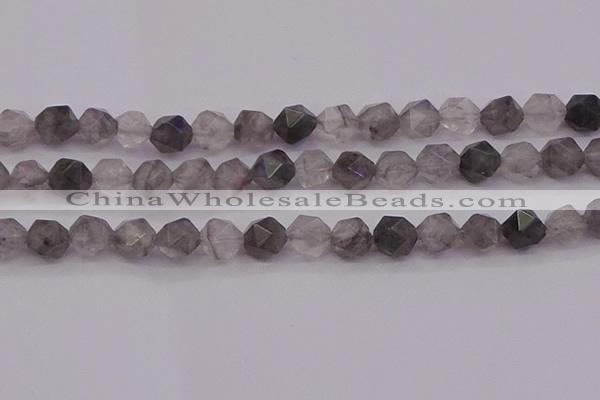 CCQ574 15.5 inches 12mm faceted nuggets cloudy quartz beads