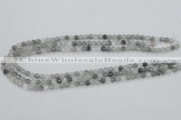 CCQ58 15.5 inches 6mm faceted round cloudy quartz beads wholesale