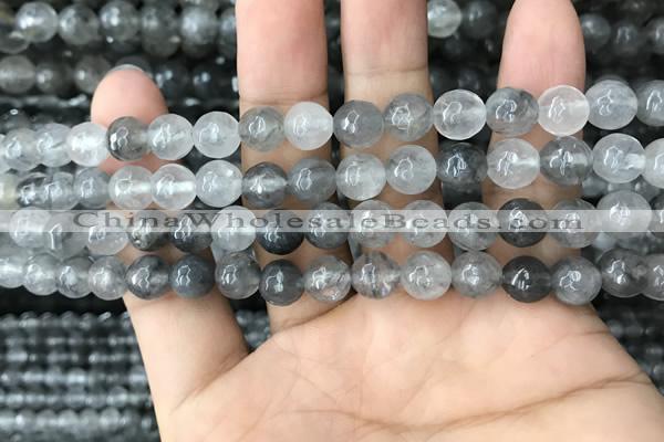 CCQ582 15.5 inches 8mm faceted round cloudy quartz beads wholesale