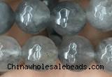 CCQ583 15.5 inches 10mm faceted round cloudy quartz beads wholesale