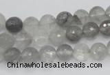 CCQ59 15.5 inches 8mm faceted round cloudy quartz beads wholesale