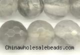 CCQ602 15 inches 10mm faceted round cloudy quartz beads