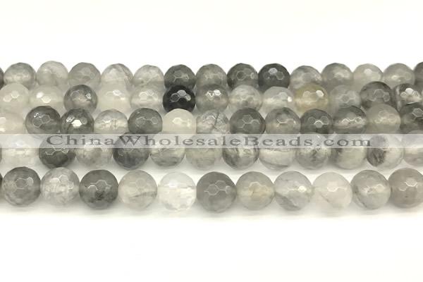 CCQ602 15 inches 10mm faceted round cloudy quartz beads