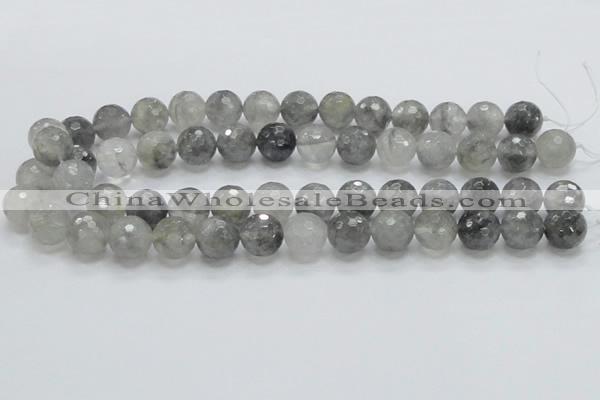 CCQ62 15.5 inches 14mm faceted round cloudy quartz beads wholesale