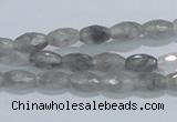 CCQ90 15.5 inches 6*10mm faceted rice cloudy quartz beads wholesale