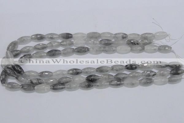 CCQ92 15.5 inches 8*16mm faceted rice cloudy quartz beads wholesale