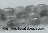 CCQ97 15.5 inches 8*12mm faceted egg-shaped cloudy quartz beads