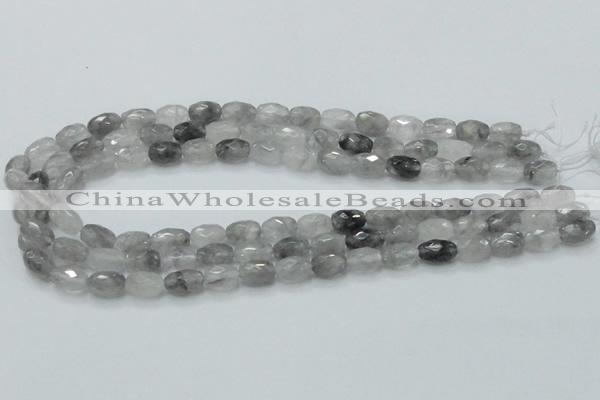 CCQ97 15.5 inches 8*12mm faceted egg-shaped cloudy quartz beads