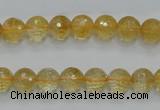 CCR04 15.5 inches 8mm faceted round natural citrine gemstone beads