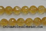 CCR05 15.5 inches 10mm faceted round natural citrine gemstone beads