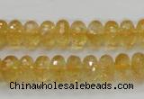 CCR09 15.5 inches 6*10mm faceted rondelle natural citrine gemstone beads