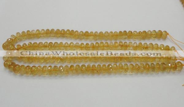 CCR09 15.5 inches 6*10mm faceted rondelle natural citrine gemstone beads