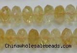 CCR11 15.5 inches 8*14mm faceted rondelle natural citrine gemstone beads