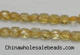 CCR12 15.5 inches 7*7mm faceted square natural citrine gemstone beads