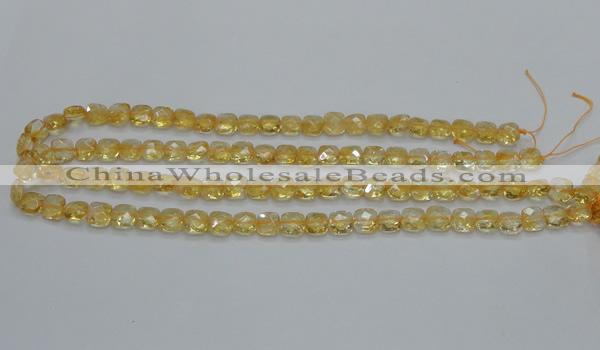 CCR14 15.5 inches 8*8mm faceted square natural citrine gemstone beads