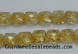 CCR15 15.5 inches 10*10mm faceted square natural citrine gemstone beads