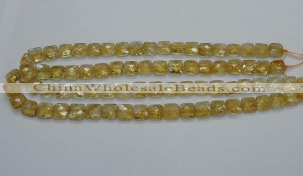 CCR15 15.5 inches 10*10mm faceted square natural citrine gemstone beads