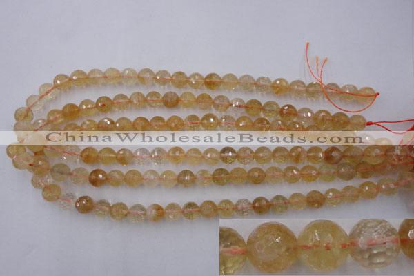 CCR154 15.5 inches 9mm faceted round natural citrine gemstone beads