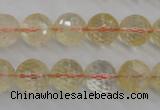 CCR157 15.5 inches 12mm faceted round natural citrine beads