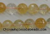 CCR158 15.5 inches 13mm faceted round natural citrine beads