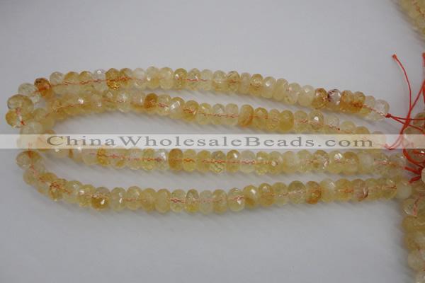 CCR163 15.5 inches 7*12mm faceted rondelle natural citrine beads