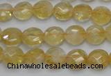 CCR18 15.5 inches 10mm faceted flat round natural citrine gemstone beads