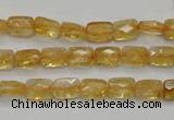 CCR26 15.5 inches 6*7mm faceted rectangle natural citrine beads