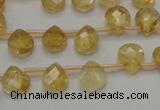 CCR31 15.5 inches 8*10mm faceted briolette natural citrine beads