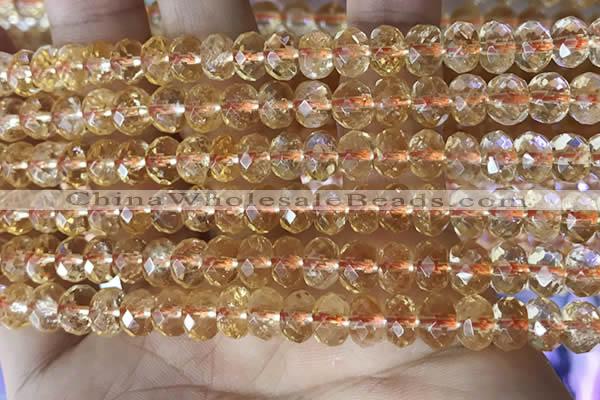 CCR335 15.5 inches 5*7mm faceted rondelle natural citrine beads