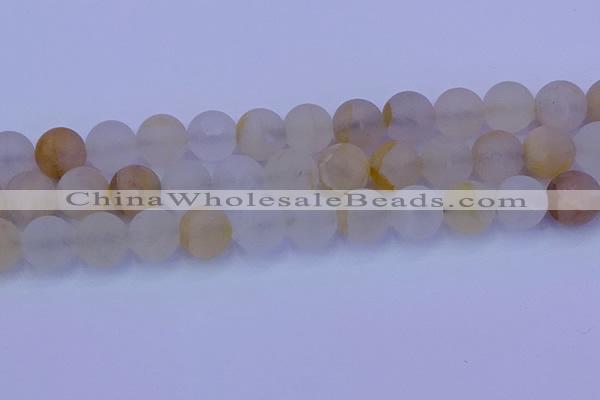 CCR375 15.5 inches 14mm round matte citrine beads wholesale