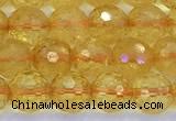 CCR385 15 inches 6mm faceted round citrine beads wholesale