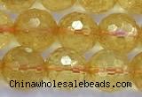 CCR386 15 inches 8mm faceted round citrine beads wholesale