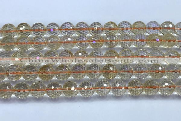 CCR393 15 inches 9mm faceted round citrine beads wholesale